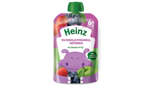 Пюре фруктовое Heinz Яблоко клубника и черника с 6 месяцев пауч 90 г