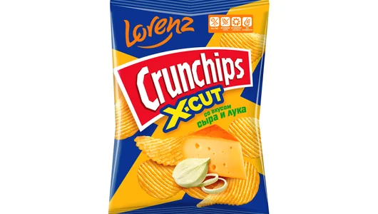 Чипсы картофельные Lorenz Crunchips X-Cut со вкусом сыра и лука 70 г