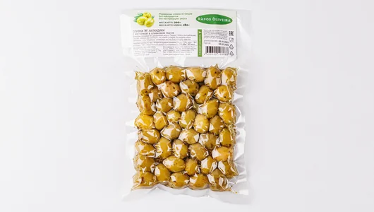 Оливки Халкидики с косточкой в оливковом масле, 200г