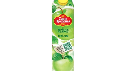 Сок Сады Придонья из зеленых яблок осветленный восстановленный 1 л