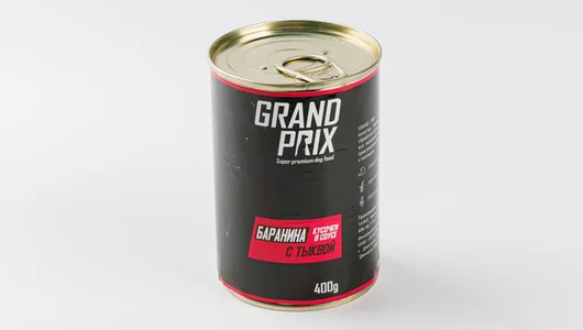 Корм влажный консервированный для собак кусочки в соусе Баранина с тыквой Grand Prix , 400 г