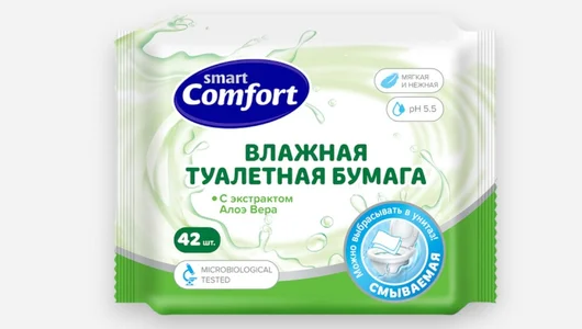 Бумага туалетная влажная Comfort smart с алоэ вера 42 шт