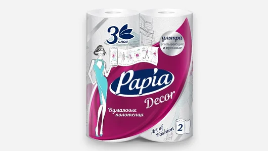 Полотенца бумажные Papia Decor 3-слойная 2 рулона
