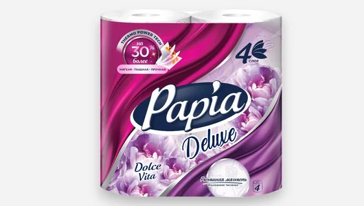 Бумага туалетная Papia Deluxe Dolce Vita 4 слоя 4 рулона