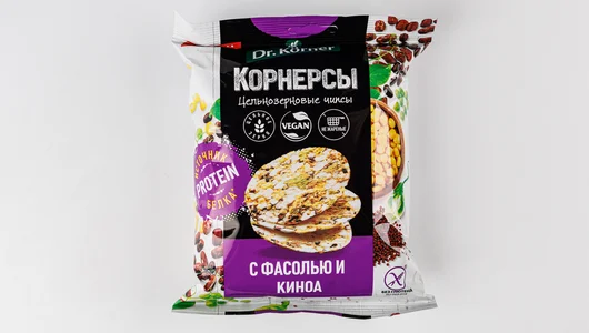 Чипсы кукурузно-рисовые с горошком, с фасолью и киноа