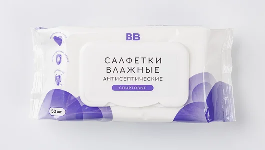 Салфетки влажные антисептические спирт., 50 шт