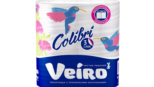 Полотенца бумажные Veiro Colibri 3-слойные 2 рулона