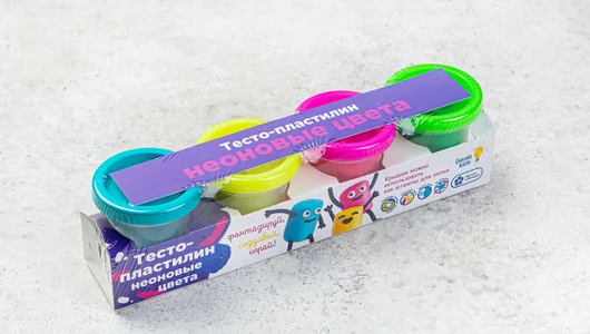 Набор для детского творчества:Тесто-пластилин 4 цвета, неоновые цвета, ВП