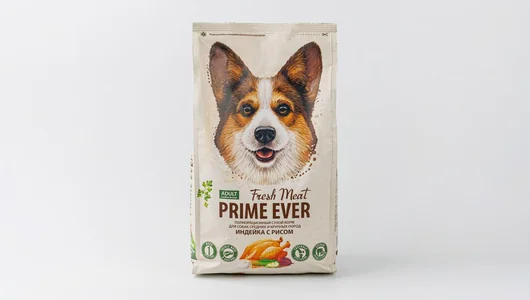 Корм сухой полнорационный Индейка с рисом для собак крупных пород Prime Ever Fresh Meat,2,8 кг