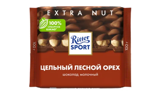 Шоколад молочный Ritter Sport с цельным лесным орехом 100 г